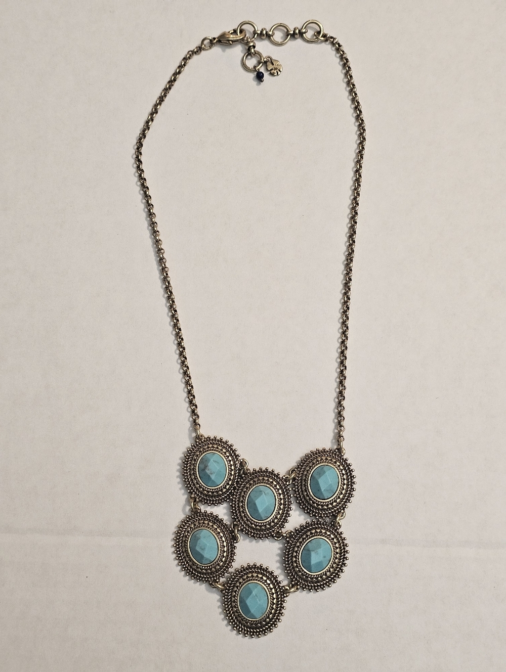 Lucky Brand Turquoise Statement Necklace Gold Tone